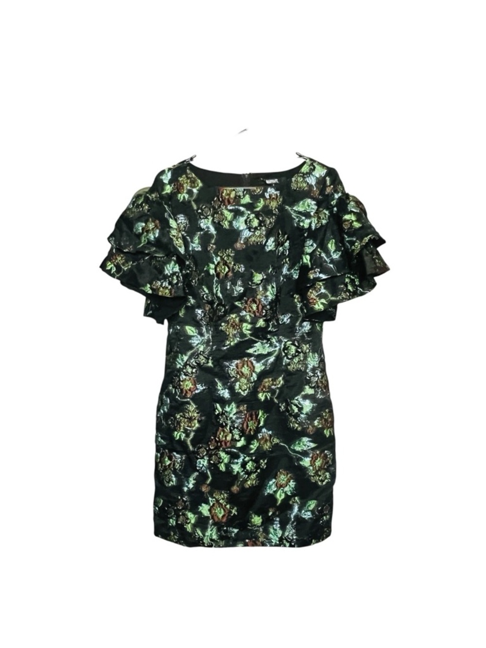 Badgley Mischka Metallic Floral Mini Dress SZ 4 Whimsygoth Party Wedding - Picture 1 of 8